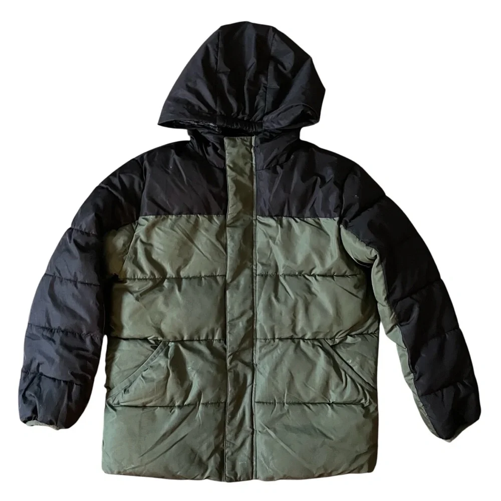 Wonder Nation Fully Lined Medium (8) Puffer Utility Coat Olive and Black Jacket